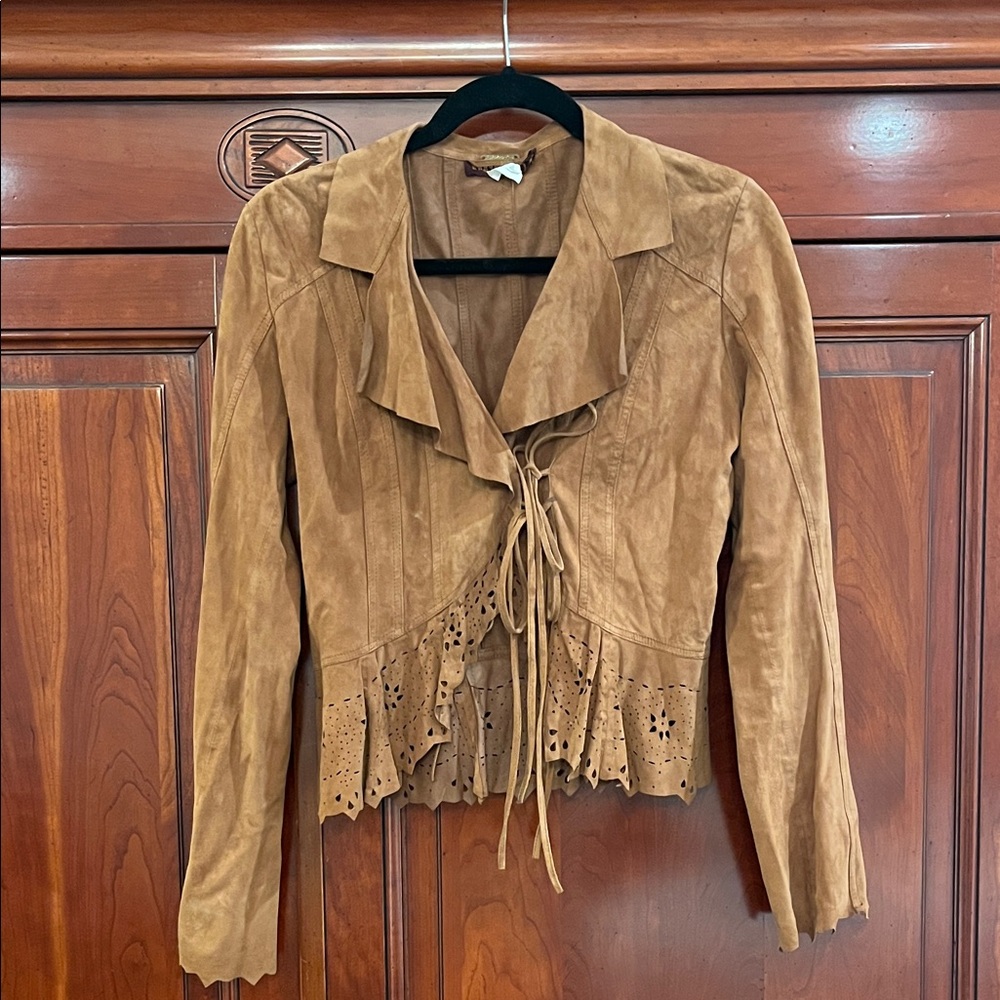Tan lamb suede Fringe Jacket